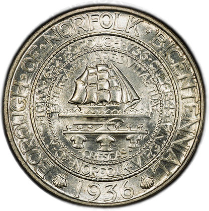 (9337) 1936 50C Norfolk PCGS MS67 CAC