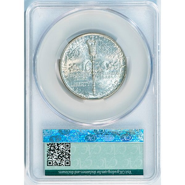 1936 50C Norfolk CACG MS66+ CAC Silver Commemorative reverse slab