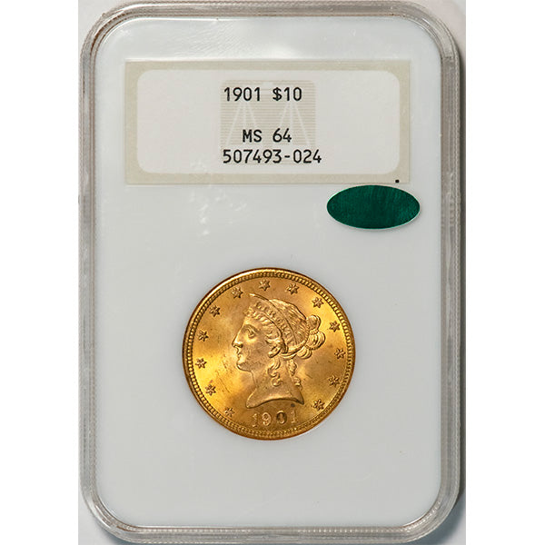 (8747) 1901 $10 NGC MS64 CAC Liberty Head slab