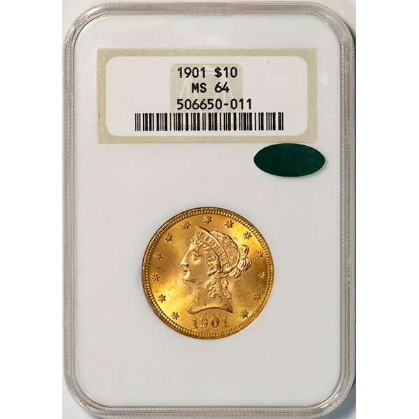 (8747) 1901 $10 NGC MS64 CAC Liberty Head slab