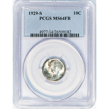 1929-S 10C PCGS MS64FB Mercury Dime slab