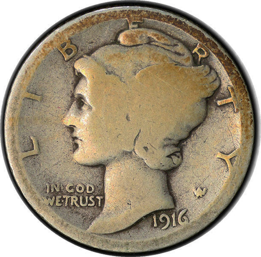 1916-D 10C PCGS AG03 CAC obverse