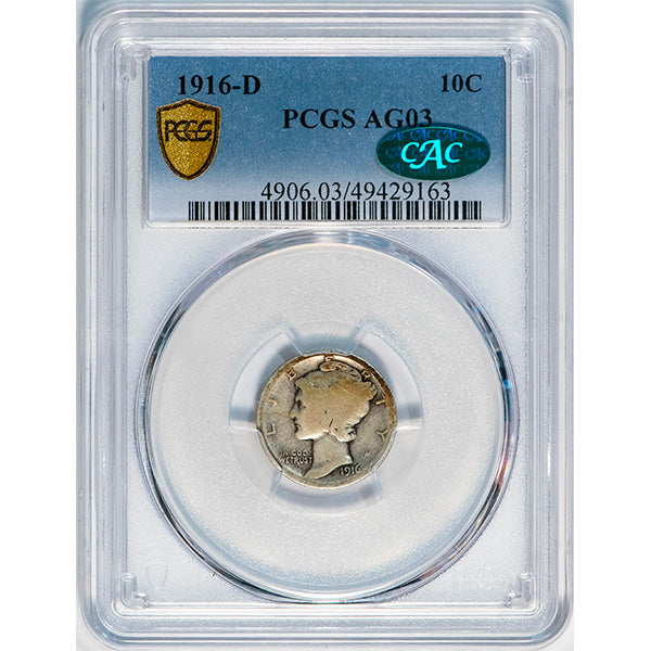 (4906) 1916-D 10C PCGS AG03 CAC