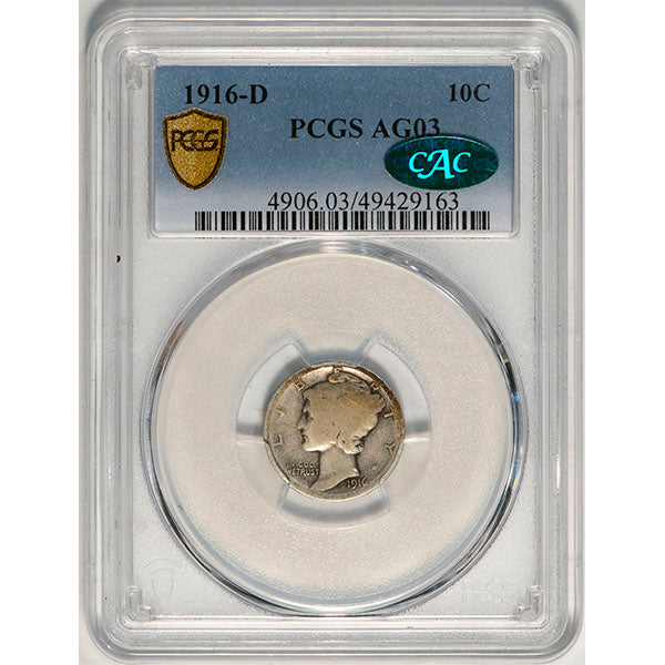(4906) 1916-D 10C PGCS AG03 CAC