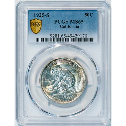 1925-S 50C California PCGS MS65 Silver Commemorative slab