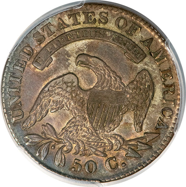 1830 50C Small O PCGS AU53 CAC Turban Half Reverse