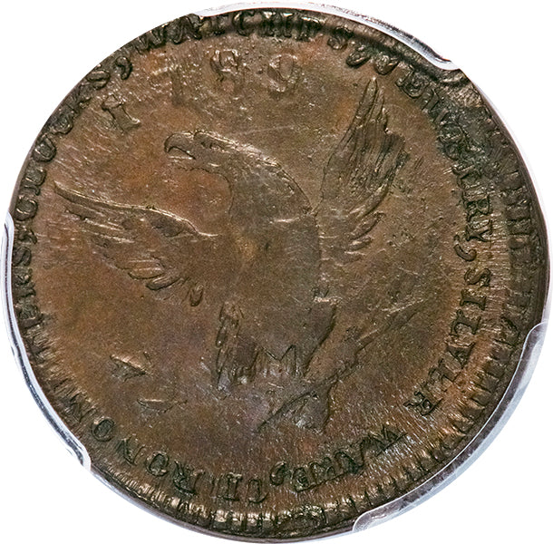 1789 Token PCGS AU58+ Mott reverse