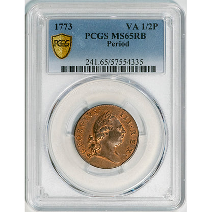 (241) 1773 VA 1/2P Period PCGS MS65RB
