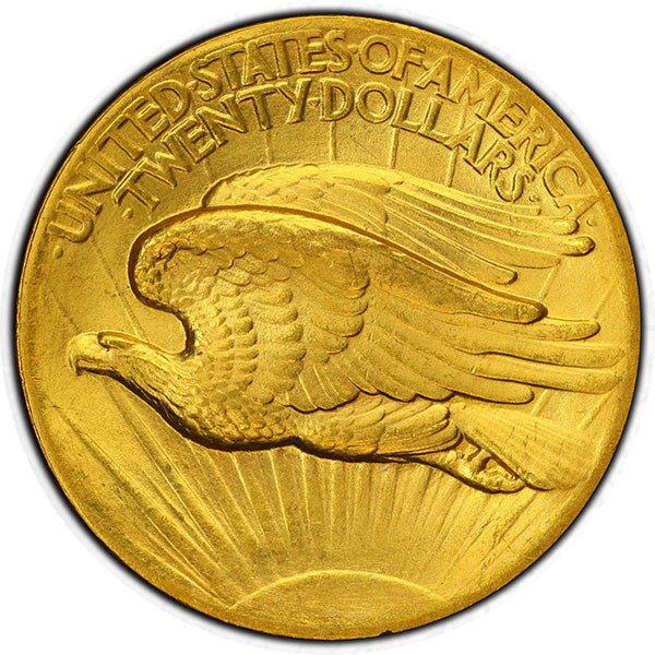 (9136) 1907 $20 High Relief, Flat Edge PCGS MS65