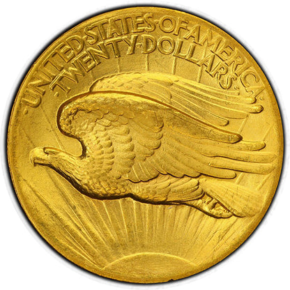 (9136) 1907 $20 High Relief, Flat Edge PCGS MS65