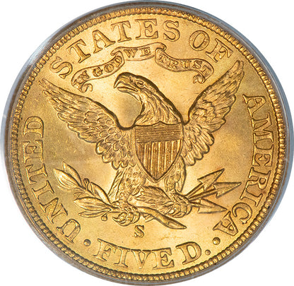 (8406) 1902-S $5 PCGS MS64 CAC Old Holder