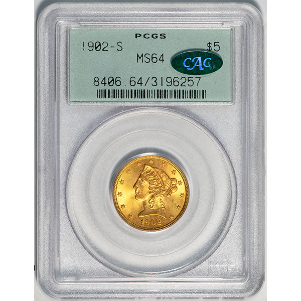 (8406) 1902-S $5 Old Holder PCGS MS64 CAC