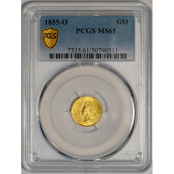 (7535) 1855-O G$1 PCGS MS61 slab