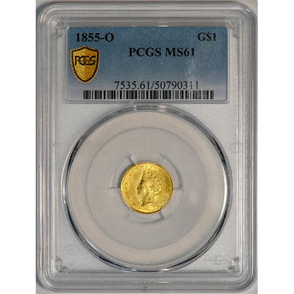 (7535) 1855-O G$1 PCGS MS61 slab