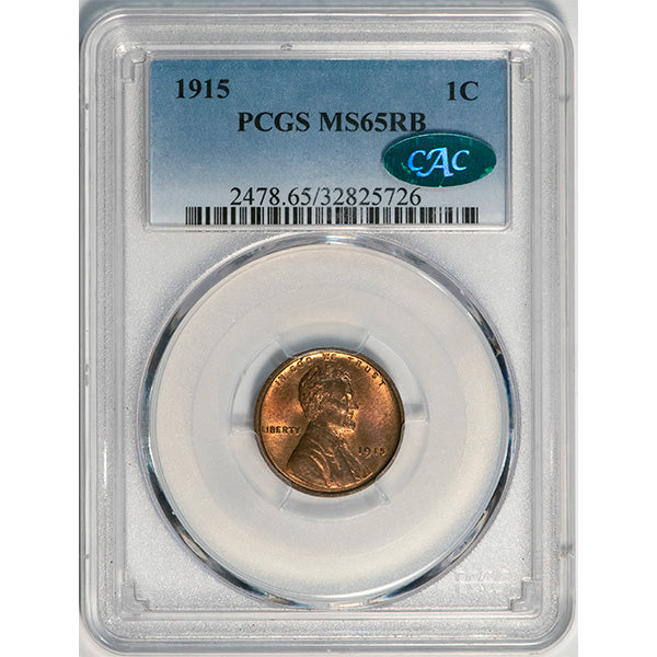 1915 1C PCGS MS65RB CAC Lincoln Cent slab