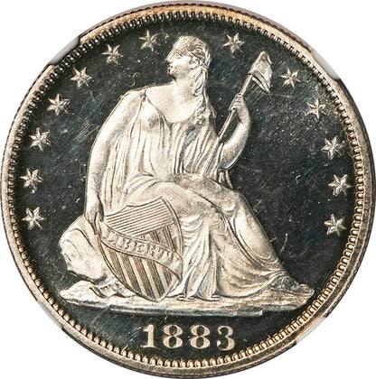 (6400) 1883 50C NGC PF66 Ultra Cam CAC Seated Liberty obverse