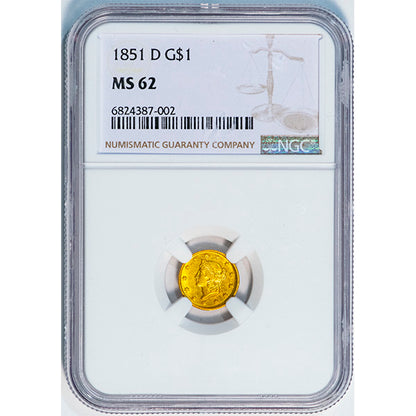 (7515) 1851-D G$1 NGC MS62 ***