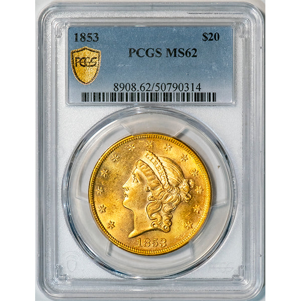 (8908) 1853 $20 PCGS MS62 ***