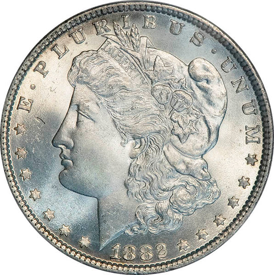(7132) 1882 $1 PCGS MS67 CAC Morgan obverse