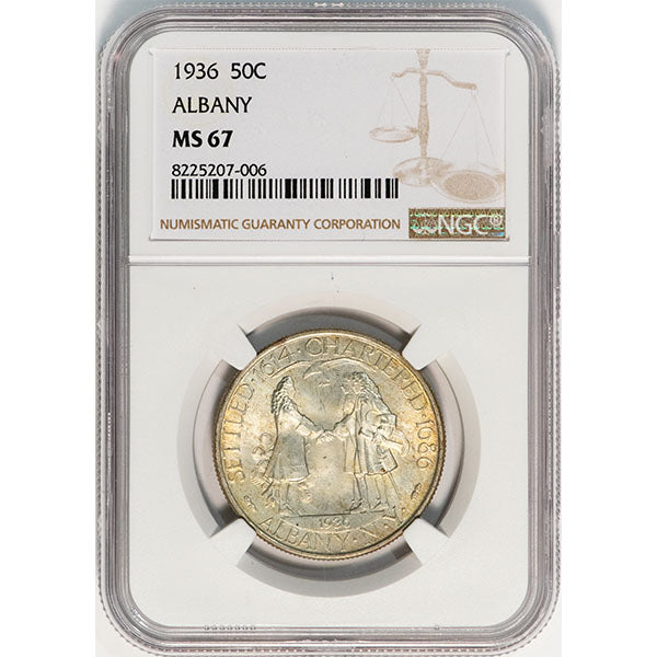 1936 50C Albany NGC MS67 Silver commemorative slab