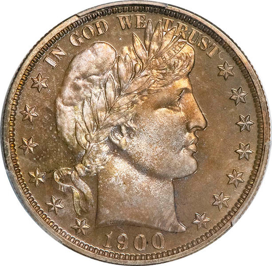 (6547) 1900 50C PCGS PR67 CAC Barber Half obverse