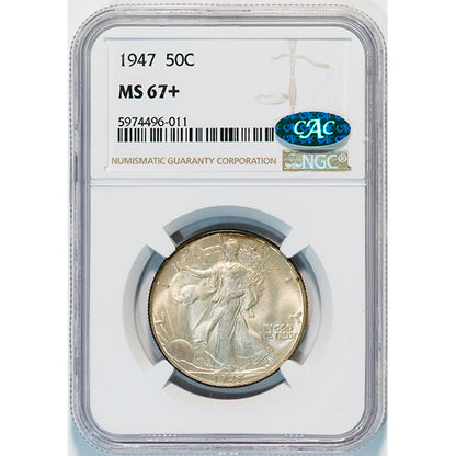 (6630) 1947 50C NGC MS67+ CAC