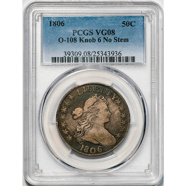 (6100) 1806 50C PCGS VG08 O-108, T-2, R.7 Bust Half slab