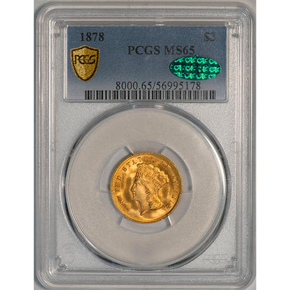 (8000) 1878 $3 PCGS MS65