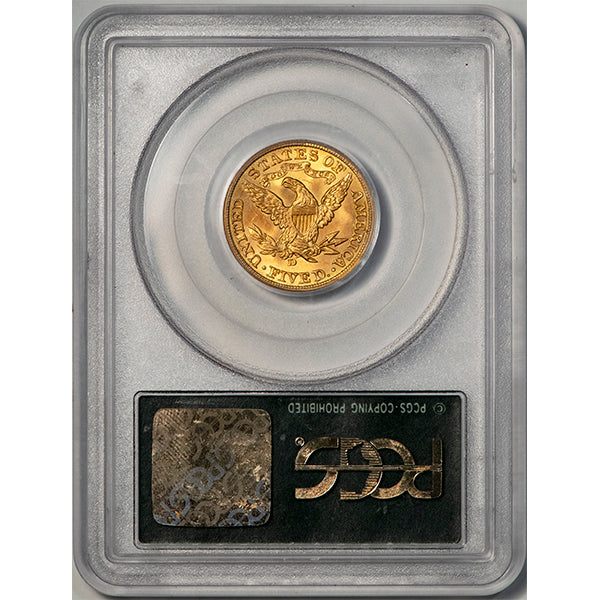 (8417) 1907-D $5 PCGS MS63 Old Holder Liberty Head reverse slab