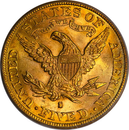 1886-S $5 PCGS MS63 *** Liberty Head reverse