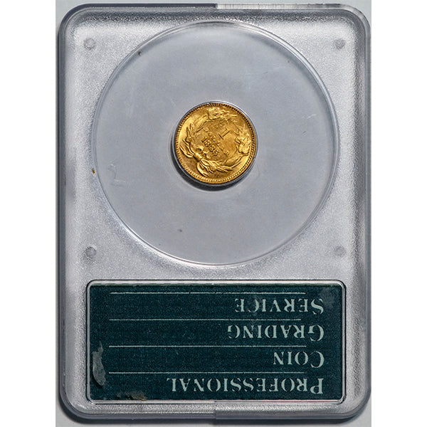 (7586) 1885 G$1 PCGS MS64 CAC Gold Dollar reverse slab