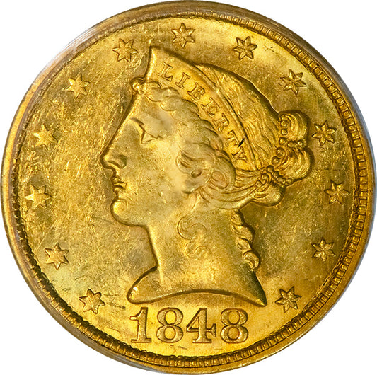 (8236) 1848 $5 PCGS AU58 Liberty obverse