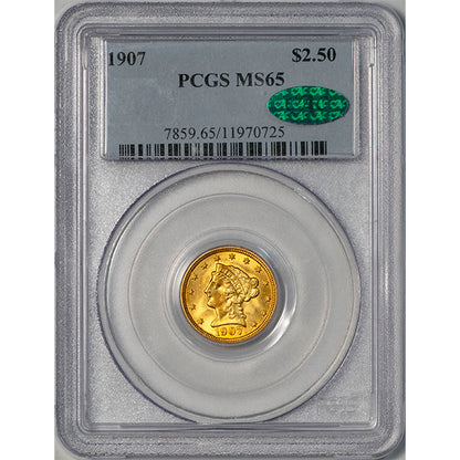 (7859) 1907 $2.50 PCGS MS65 CAC Liberty Head slab