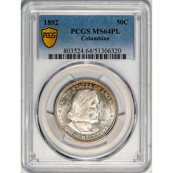 (6535) 1892 50C PCGS MS64PL Columbian slab