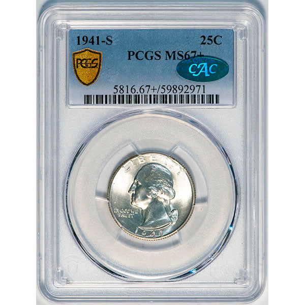 (5816) 1941-S 25C PCGS MS67+ CAC