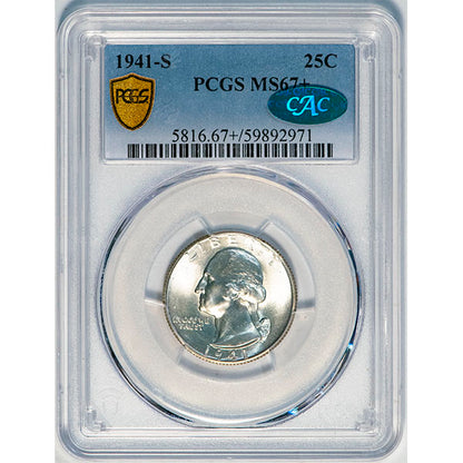 (5816) 1941-S 25C PCGS MS67+ CAC