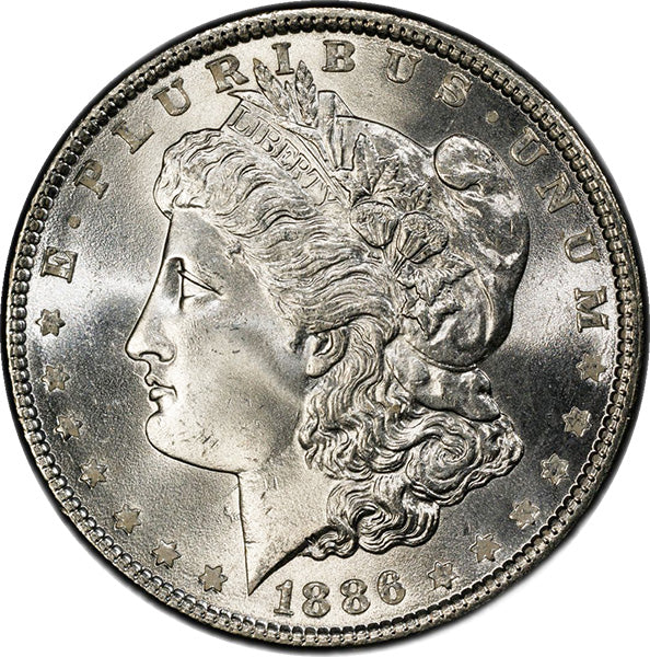 (7166) 1886 $1 PCGS MS67 CAC Morgan obverse