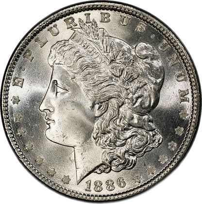 (7166) 1886 $1 PCGS MS67 CAC Morgan obverse