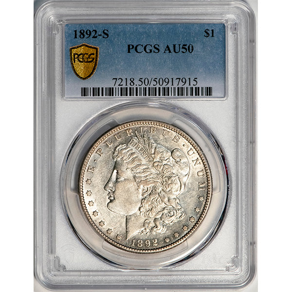 (7218) 1892-S $1 PCGS AU50 Morgan slab