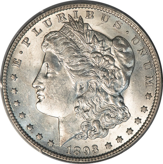 1893-O $1 PCGS AU58 CAC Morgan Silver Dollar obverse