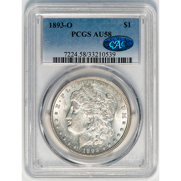 1893-O $1 PCGS AU58 CAC Morgan Silver Dollar slab