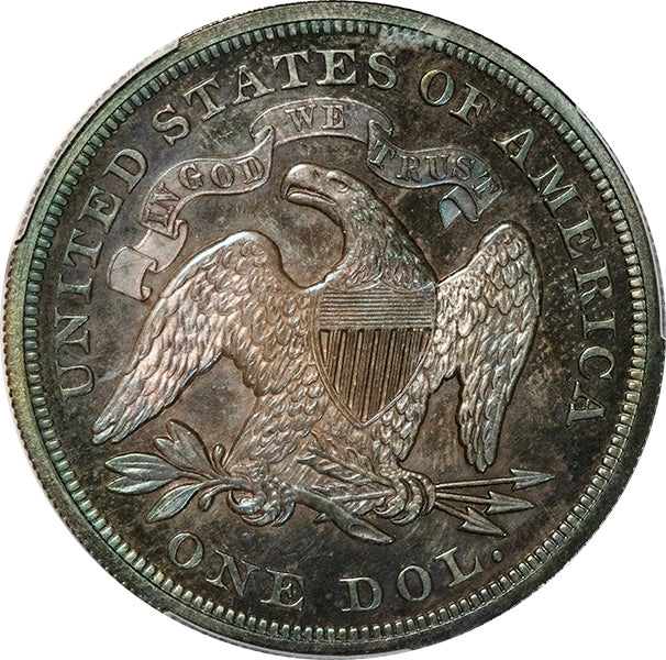 (7021) 1873 $1 PCGS PR64+ Seated Dollar reverse