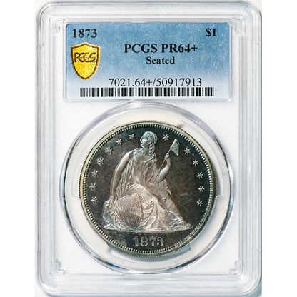 (7021) 1873 $1 PCGS PR64+ Seated Dollar slab