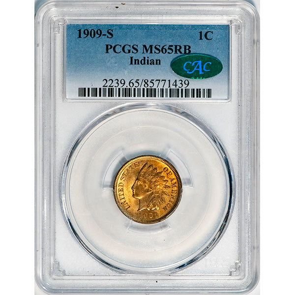 (2239) 1909-S 1C PCGS MS65RB CAC Indian slab