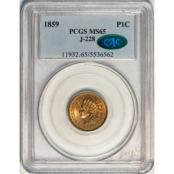 (2025) 1859 P1C PCGS MS65 CAC J-228 Indian slab