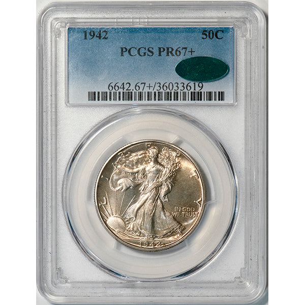 (6642) 1942 50C PCGS PR67+ CAC Walking Liberty slab