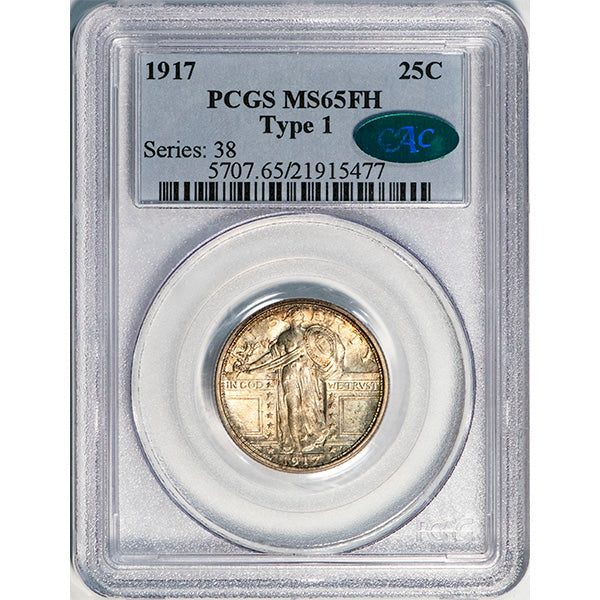 (5707) 1917 25C PCGS MS65FH CAC Standing Liberty slab