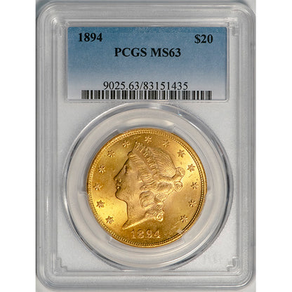 (9025) 1894 $20 PCGS MS63 Liberty slab