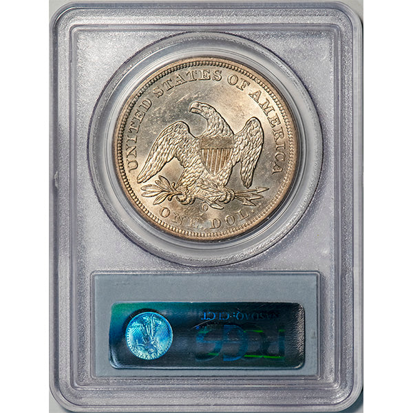 (6947) 1859-O $1 PCGS MS62 Seated Dollar reverse slab