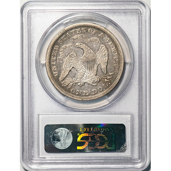 (6961) 1868 $1 PCGS F15 Seated Dollar reverse slab